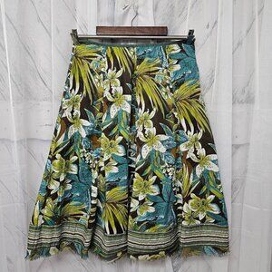 Nygard Skirt Green Blue Floral Boho Beach Island Festival Tropical 8P